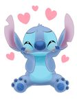  &lt;3 2017 4_toes alien black_eyes blue_claws blue_fur blue_nose blue_pawpads blush chest_tuft claws cute disney experiment_(species) front_view fur hands_on_face head_tuft lilo_and_stitch looking_at_viewer lovestruck nonta_(pixiv_3813893) notched_ear pawpads raised_inner_eyebrows simple_background sitting smile squint stitch toes tuft white_background 