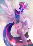  2018 cutie_mark digital_media_(artwork) equine feathered_wings feathers female feral friendship_is_magic hair horn mammal my_little_pony purple_eyes purple_feather purple_hair rariedash smile solo twilight_sparkle_(mlp) winged_unicorn wings 
