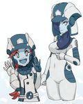  :d amamo_(pokemon) bad_id bad_pixiv_id belt blue_eyes blue_hair blue_lips blue_skin blue_tongue bodysuit braid breasts bright_pupils covered_navel cropped_legs cropped_torso eyebrows eyebrows_visible_through_hair eyelashes hair_over_shoulder hands_up helmet highres large_breasts legs_together lips long_hair mirin_(pokemon) multicolored multicolored_eyes multiple_girls nyonn24 open_mouth pokemon pokemon_(game) pokemon_usum red_eyes red_hair single_braid skin_tight smile tongue turtleneck ultra_recon_squad_uniform uniform v-shaped_eyebrows white_bodysuit white_eyes white_pupils 