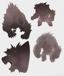  bear brown_fur chinpo_(character) duo fur greyscale hi_res male mammal monochrome multiple_poses nude pose powfooo powfooo_(character) semi-anthro simple_background size_difference solo_focus teeth werebear white_background white_eyes 