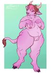  bovine breasts cattle digital_media_(artwork) female fur hair hi_res highland_cow hooves horn lotusaur mammal nipples nude pink_fur pussy slightly_chubby thick_thighs wide_hips 