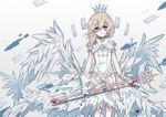  1girl blonde_hair blue_eyes card_captor_sakura cards cosplay crown dress gloves kingdom_hearts long_hair namine wand wings 