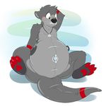 2016 4_toes abstract_background animate_inanimate anthro black_nose blush claws digital_drawing_(artwork) digital_media_(artwork) fur grey_fur hindpaw inflatable jazzotter jewelry living_inflatable male mammal markings multicolored_fur mustelid necklace nozzle nude otter pawpads paws poofy-shark pool_toy red_fur red_pawpads rubber seashell shiny simple_background solo striped_fur striped_tail stripes toe_claws toes transformation 