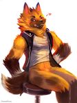  &lt;3 animal_crossing anthro bottomless canine cheetahpaws chest_tuft clothed clothing half-closed_eyes jacket kyle_(animal_crossing) mammal nintendo simple_background sitting solo tongue tongue_out tuft video_games white_background wolf zipper 