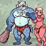  &lt;3 2018 anthro anthro_on_anthro arm_hair bear belly blonde_hair body_hair bone breasts canine caveman chest_hair clothed clothing club_(disambiguation) club_(weapon) collar dramamine duo facial_hair female glans hair hairy jewelry leg_hair leopard_print male male/female male_focus mammal melee_weapon muscular muscular_male navel necklace nipples pecs penis simple_background skimpy smile standing stomach_hair teeth topless weapon white_hair wolf 