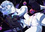  androgynous antarcticite blue_eyes crack gem_uniform_(houseki_no_kuni) gloves hanasaki_coa high_heels houseki_no_kuni looking_at_viewer necktie ruby_(stone) short_hair shorts solo white_hair 