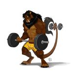  2018 5_fingers abs anthro biceps brown_fur claws clothing digital_media_(artwork) feline fur furrybob hair hi_res lion male mammal muscular muscular_male pecs simple_background solo standing toe_claws toes white_background 