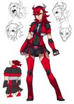  1girl autobot breasts cliffjumper full_body genderswap horns long_hair personification red_hair ryuusei_(mark_ii) school_uniform skirt thighhighs transformers transformers_prime 