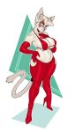  anthro bikini boosterpang breasts clothed clothing feline female footwear high_heels looking_at_viewer mammal nipple_bulge shoes solo standing swimsuit thick_thighs wide_hips 