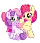  2018 alpha_channel apple_bloom_(mlp) bobdude0 duo earth_pony equine eyelashes female feral friendship_is_magic hair hi_res hooves horn horse mammal multicolored_hair my_little_pony open_mouth pony simple_background sweetie_belle_(mlp) transparent_background two_tone_hair unicorn young 