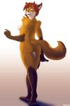 2018 5_fingers anthro autumn_sins black_nose blue_eyes breasts brown_fur butt canine confusion countershading digital_media_(artwork) female fox fur gun hair looking_at_viewer looking_back mammal nude open_mouth orange_fur ranged_weapon red_hair short_hair side_boob signature sketch standing teeth tongue weapon white_fur 