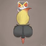  2017 absurd_res animal_genitalia animal_penis anus backsack balls big_butt braixen butt butt_focus canine_penis erection hi_res krokodos male mammal nintendo penis perineum pok&eacute;mon pok&eacute;mon_(species) presenting presenting_hindquarters public_use raised_tail rear_view simple_background solo through_wall video_games 