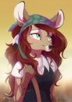 2018 anthro black_nose breasts brown_hair cervine clothed clothing deer dennyvixen female hair mammal simple_background smile solo 