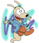  2017 4_fingers absurd_res alpha_channel anthro black_nose clothed clothing digital_drawing_(artwork) digital_media_(artwork) footwear halabaluu hi_res mammal marsupial nickelodeon on_tail open_mouth open_smile rocko rocko&#039;s_modern_life shirt shoes signature simple_background smile solo tan_skin toony transparent_background wallaby 
