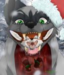  canine christmas eyes_closed fox green_eyes hat holidays internal mammal open_mouth oral_vore santa_hat vore voregence wolf 