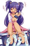  1girl barefoot between_toes blush bondage bound_wrists collarbone dark_skin disembodied_limb eyebrows_visible_through_hair feet female foot_tickling full_body hands_on_feet hands_together hands_up iberiko_(soinesitai) iris_(pokemon) laughing long_hair looking_at_viewer one_eye_closed open_mouth pink_eyes pink_skirt pokemon pokemon_bw purple_hair shirt simple_background sitting skirt smile soles solo tears teeth text tickling tied_hair toe_scrunch toes translation_request white_background white_shirt 