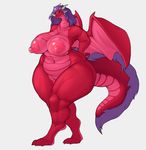  anthro belly biped breasts digital_media_(artwork) dragon featureless_crotch female hair horn huge_hips mature_female navel nipples nude overweight overweight_female purple_hair scalie smile solo standing thick_thighs upright-infinity voluptuous wide_hips 