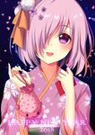  blush fate/grand_order festival kimono matthew_kyrielite pink_eyes pink_hair short_hair smile 