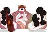  2018 4_toes anthro barefoot biceps biped black_nose black_pawpads bonicfan123 bottle brown_fur brown_hair canine claws controller digital_media_(artwork) eyebrows foot_focus foreskin front_view fur game_controller hair holding_controller holding_object humanoid_penis male mammal multicolored_fur muscular muscular_male nude pawpads paws pecs penis pink_penis pink_tongue raised_eyebrow short_hair simple_background sitting smelly solo toe_claws toes tongue tongue_out two_tone_fur uncut vein veiny_penis white_background white_claws white_fur wolf 