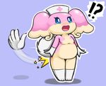  ?! audino blue_eyes blush clothing female gloves hat invalid_tag mrmochi nintendo nurse_hat open_mouth pink_skin pok&eacute;mon pok&eacute;mon_(species) short_stack simple_background slightly_chubby spanking surprise tears video_games 