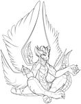  2018 alpha_channel anthro digital_media_(artwork) dragon eyes_closed feathered_dragon feathers horn male phation simple_background sitting solo transparent_background 