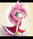  amy_rose anthro bare_shoulders black_nose bracelet clothing dress female gloves green_eyes hair hairband hedgehog jewelry mammal metalpandora pink_hair short_hair signature solo sonic_(series) video_games 