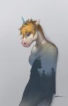  2018 animal_genitalia animal_penis anthro blonde_hair blue_eyes ciel_(cinderfrost) cinderfrost clothed clothing depression equine eyebrows fur hair hi_res horn horse male mammal penis solo unicorn wiredhooves 
