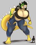  2017 ambiguous_gender anthro big_breasts breasts cleavage clothed clothing duo female grin hi_res horn huge_breasts koopa macro mario_bros nintendo robomax scalie smile video_games 