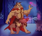  balls beast_(disney) beauty_and_the_beast body_hair chest_hair cum cumshot ejaculation erection greyfuzzbutt hairy hands-free happy_trail humanoid_penis male mammal musclegut orgasm penis pubes solo 