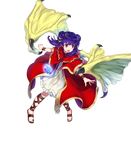  amagai_tarou bangs dragon_girl dragon_wings dress fire_emblem fire_emblem:_seima_no_kouseki fire_emblem_heroes frills full_body gem highres jewelry lace long_hair mamkute multi-tied_hair myrrh official_art open_mouth purple_hair red_eyes sandals solo transparent_background twintails wings wristband 