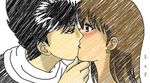  1girl couple french_kiss hiei_(yuu_yuu_hakusho) jagan kiss lowres romance yukimura_keiko yuu_yuu_hakusho 