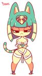  2018 animal_crossing animated ankha anthro bouncing breasts cat crossed_arms diives egyptian feline female hair half-closed_eyes looking_at_viewer mammal nintendo short_hair short_stack simple_background solo video_games white_background wraps 