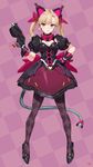  alternate_costume animal_ears argyle argyle_legwear armor armored_dress black_cat_d.va black_dress black_footwear black_gloves blonde_hair blush breasts cat_ears check_commentary checkered checkered_background cleavage commentary_request d.va_(overwatch) dress earrings eyebrows_visible_through_hair full_body gloves gothic_lolita gun hair_between_eyes hand_on_hip handgun high_heels highres holding holding_gun holding_weapon jewelry korean_commentary legs_apart lolita_fashion looking_at_viewer medium_breasts overwatch pistol puffy_short_sleeves puffy_sleeves purple_background purple_eyes short_sleeves signature solo standing tail twintails weapon yang-do 