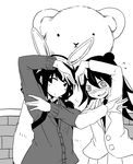  blazer blush cardigan flying_sweatdrops greyscale heart_arms_duo highres jacket kuroki_tomoko monochrome multiple_girls shironeko_(cscx5832) tamura_yuri twintails watashi_ga_motenai_no_wa_dou_kangaetemo_omaera_ga_warui! 