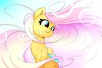  2018 cutie_mark digital_media_(artwork) equine eyelashes feathered_wings feathers female feral fluttershy_(mlp) friendship_is_magic fur hair hi_res long_hair madacon mammal my_little_pony pegasus smile solo teal_eyes wings yellow_fur 