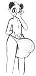  2016 balls big_balls big_penis bulge clothing looking_at_viewer male monochrome navel nintendo pancham penis pok&eacute;mon pok&eacute;mon_(species) pumpkybutt solo thong video_games 