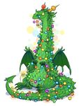  ambiguous_gender christmas christmas_lights claws dragon feral hi_res holidays horn kogotsuchidark long_neck scales simple_background sitting slightly_chubby slit_pupils smile solo spade_tail white_background wings 