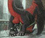  2018 anus balls city claws dragon erection fellatio feral killioma male male/male nude oral paws penis scalie sex size_difference snow wings wyvern 