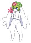  blue_eyes featureless_crotch feet flower full_body green_hair hair kemono legendary_pok&eacute;mon navel nintendo nude open_mouth plant pok&eacute;mon pok&eacute;mon_(species) shaymin shaymin_(sky_form) short_hair simple_background smile source_request standing unknown_artist video_games white_background 