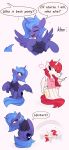  2018 clothing comic cutie_mark digital_media_(artwork) english_text equine feathers female feral friendship_is_magic fur horn mammal my_little_pony princess_celestia_(mlp) princess_luna_(mlp) shirt sibling simple_background sisters smile speech_bubble t-shirt text winged_unicorn wings yakovlev-vad 