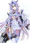  bare_shoulders blue_hair elbow_gloves garter_straps gatling_gun gloves gorua_(youce01) headpiece kos-mos_ver._4 long_hair red_eyes solo thighhighs underboob_cutout very_long_hair xenosaga xenosaga_episode_iii 