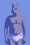  blue_background clothed clothing diaper male mammal navel nipples nishi rhinoceros simple_background topless white_underwear 