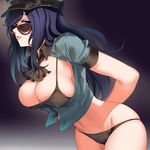  arms_behind_back bangs black_bra black_panties blue_eyes blue_hair bra breasts caitlyn_(league_of_legends) cameltoe commentary_request covered_nipples crop_top hat large_breasts league_of_legends leaning_forward lips long_hair looking_at_viewer navel neckerchief no_pants officer_caitlyn panties parted_lips pd_(pdpdlv1) police police_hat police_uniform policewoman solo swept_bangs underwear undressing uniform 