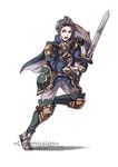  armor cape fire_emblem fire_emblem_if full_body gloves greaves gzei holding holding_shield holding_sword holding_weapon male_focus pauldrons shield silas_(fire_emblem_if) simple_background solo sword weapon white_hair 