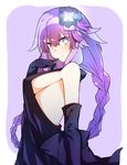  absurdres bangs black_dress braid breasts cleavage closed_mouth dress eyebrows_visible_through_hair hair_ornament highres long_hair looking_at_viewer neptune_(series) power_symbol purple_hair purple_heart sideboob smile solo source_request symbol-shaped_pupils twin_braids 