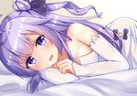  azur_lane blanket blush dress long_hair purple_hair smile unicorn_(azur_lane) violet_eyes 