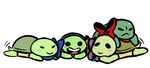 2018 anthro bandanna bow_tie chibi donatello_(tmnt) freckles group inkyfrog leonardo_(tmnt) lying male michelangelo_(tmnt) on_front on_top open_mouth open_smile raphael_(tmnt) reptile rosy_cheeks scalie shell simple_background smile teenage_mutant_ninja_turtles turtle white_background 