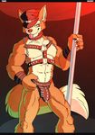  anthro bulge canine fox fur harness male mammal muscular muscular_male nintendo orange_fur penis_outline pole star_fox stripper tongue tongue_out tonio_(artist) video_games 