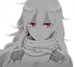  expressionless face kuroda_(nanchara_flight) long_hair looking_at_viewer red_eyes rwby serious slit_pupils solo spot_color yang_xiao_long 