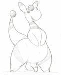  2018 ampharos balls belly feral ikakins long_foreskin male monochrome nintendo penis pok&eacute;mon pok&eacute;mon_(species) solo traditional_media_(artwork) uncut video_games wide_hips 